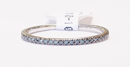 9ct white gold blue diamond ring