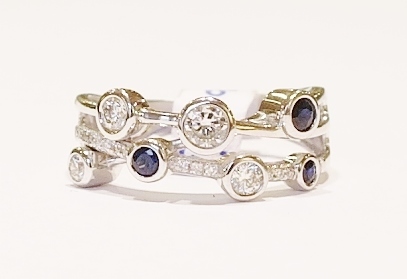 9ct white gold sapphire and diamond 'bubble' ring