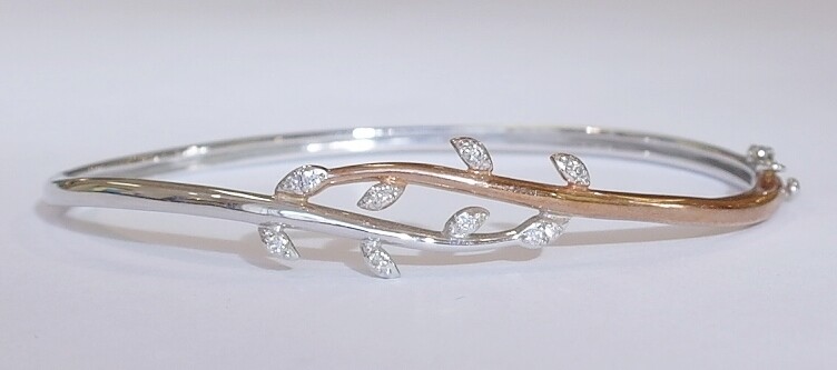 9ct two-colour diamond bangle