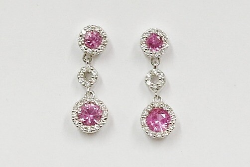 18ct white gold pink sapphire and diamond earrings