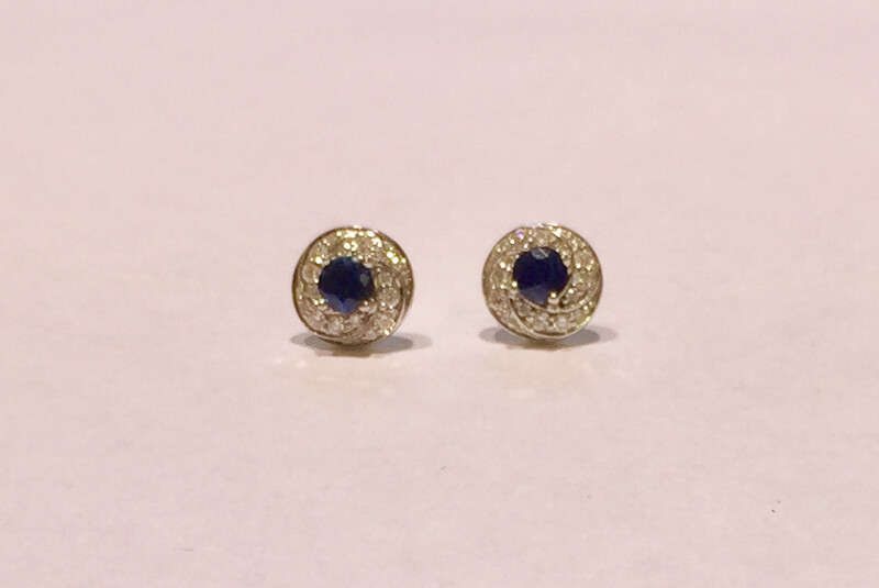 9ct white gold sapphire and diamond halo stud earrings