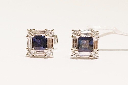 18ct white gold sapphire and diamond earrings