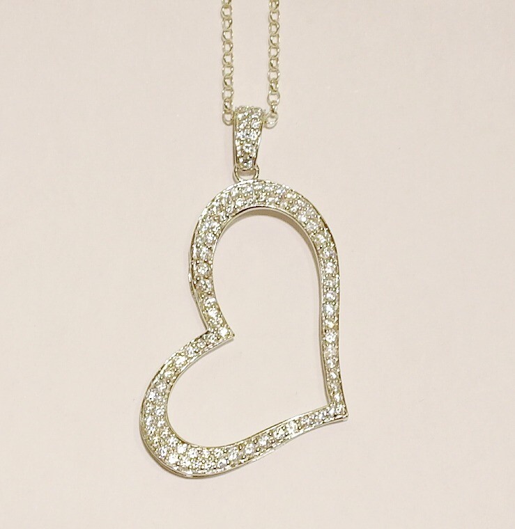 Sterling silver and cubic zirconia heart pendant
