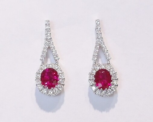 18ct white gold ruby and diamond earrings