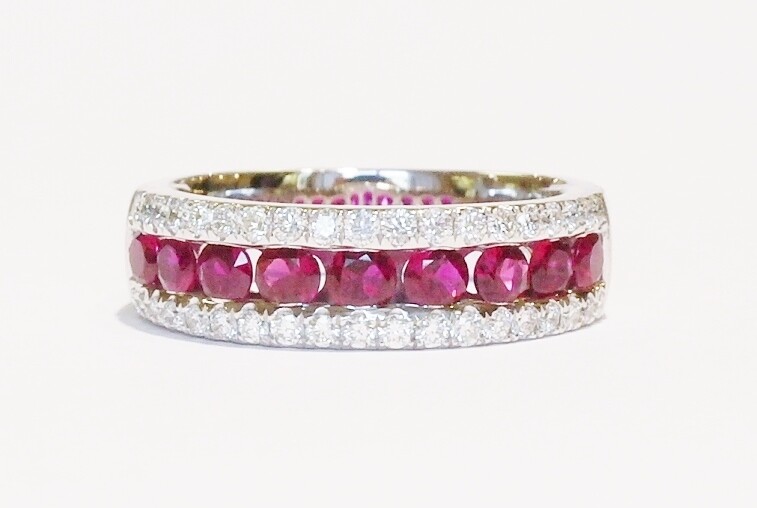18ct white gold ruby and diamond ring