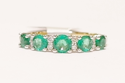 9ct yellow gold emerald and diamond ring