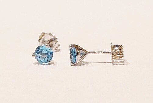 9ct white gold blue topaz earrings