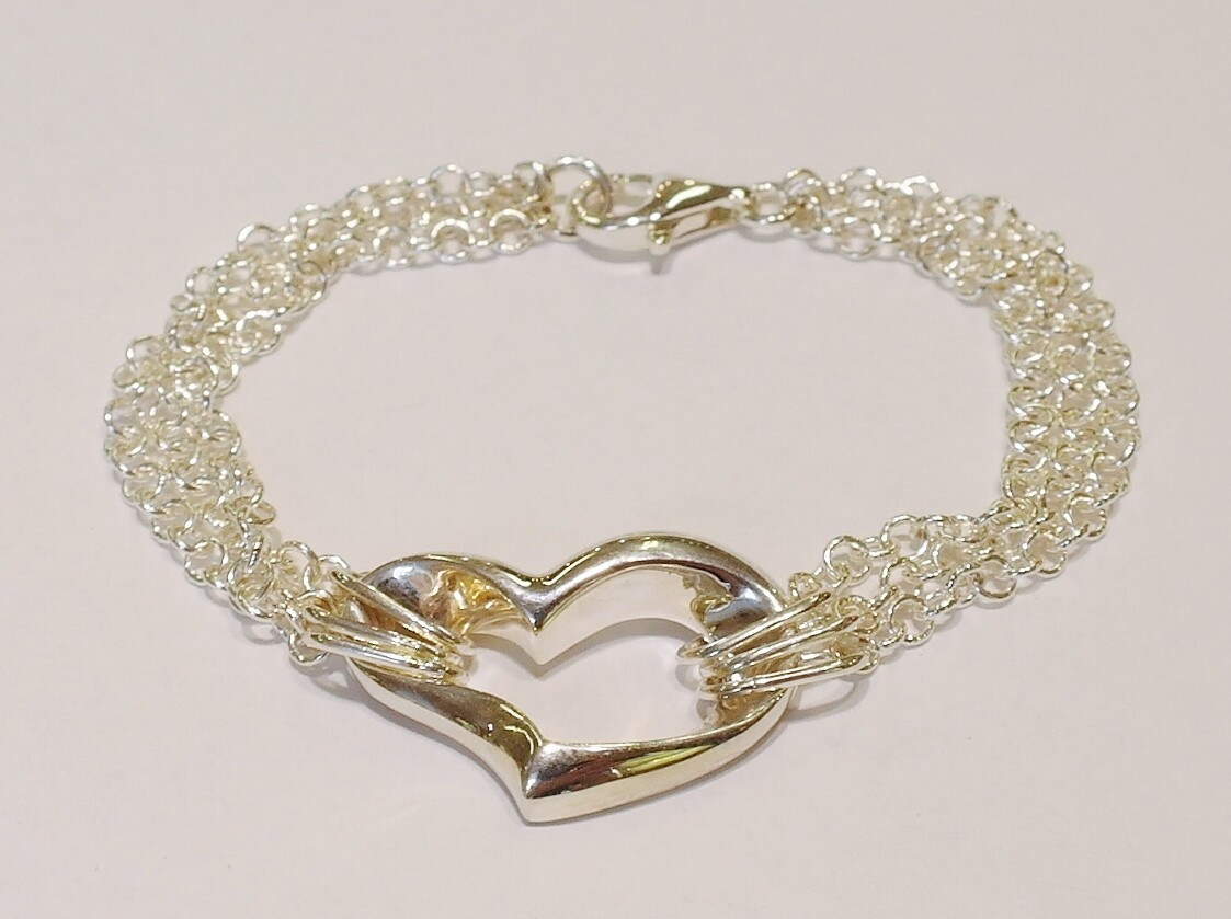 Sterling silver heart bracelet
