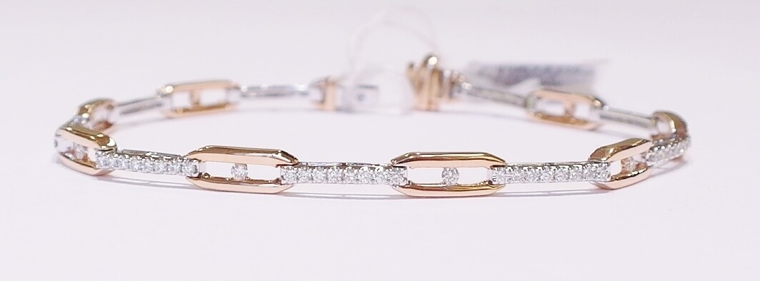 18ct rose and white gold diamond bracelet