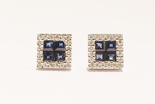 18ct white gold sapphire and diamond earrings