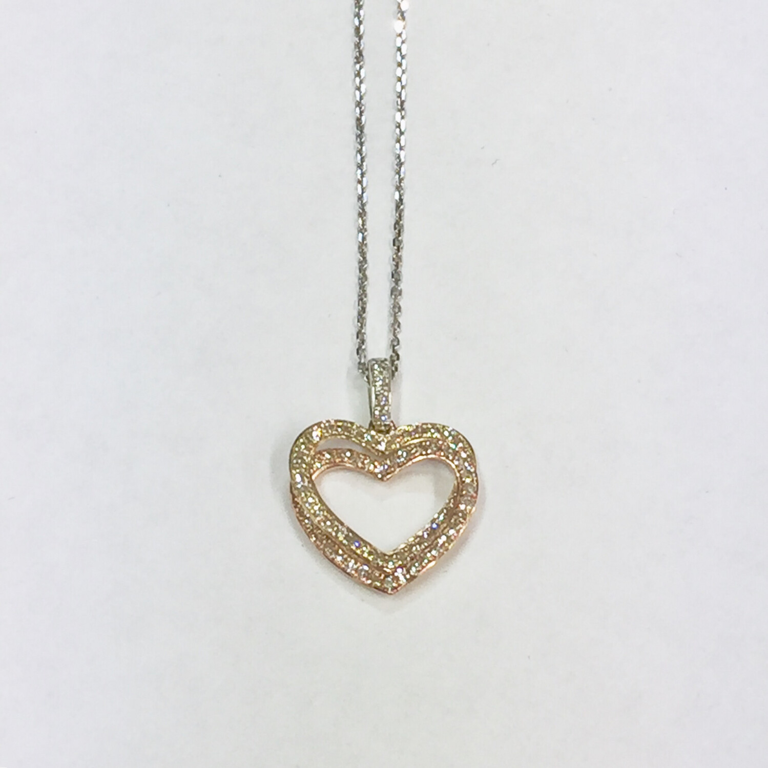 9ct White, Yellow and Rose Gold Diamond Pendant