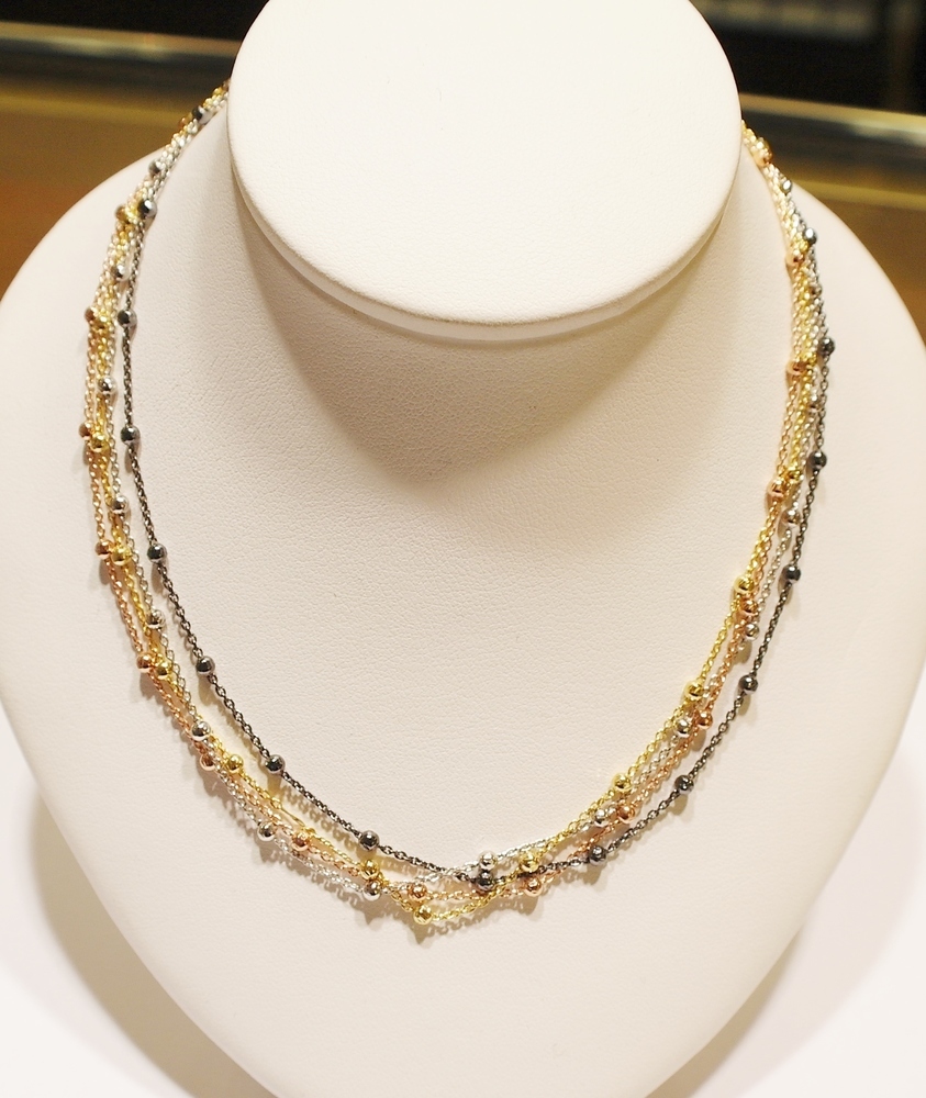 Sterling silver three-colour necklace