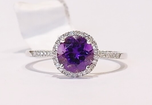 Amethyst and diamond ring