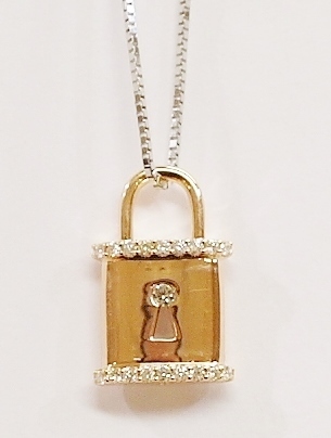 18ct rose gold diamond padlock