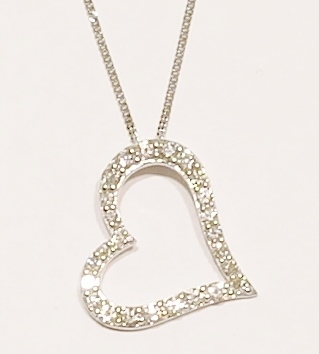 9ct white gold diamond heart pendant