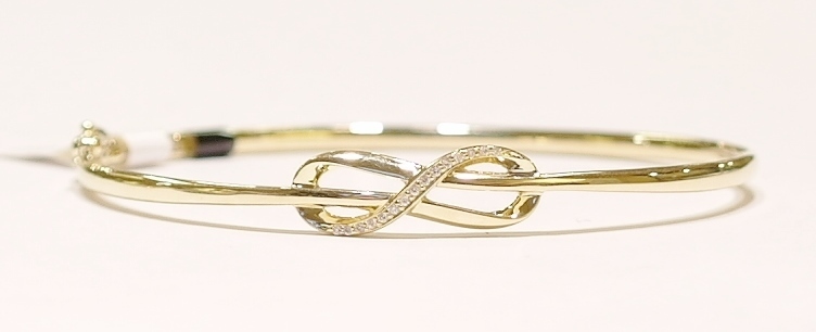 9ct yellow gold diamond bangle