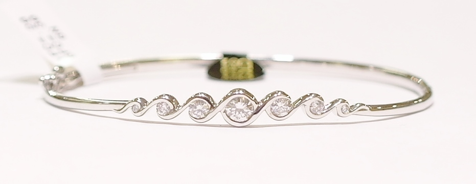 9ct white gold diamond bangle