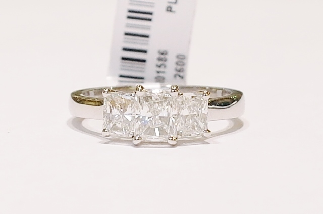 Platinum three-stone diamond ring