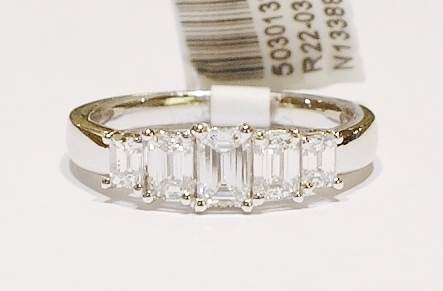 Platinum five-stone diamond ring