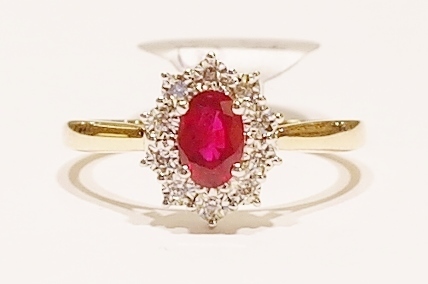 9ct ruby and diamond cluster ring
