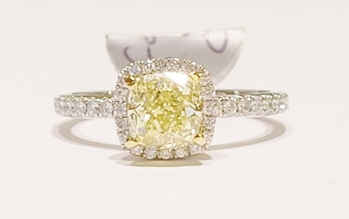 Platinum yellow diamond ring
