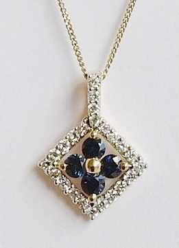 18ct sapphire and diamond pendant