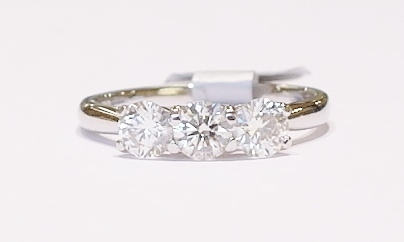 Platinum three-stone diamond ring