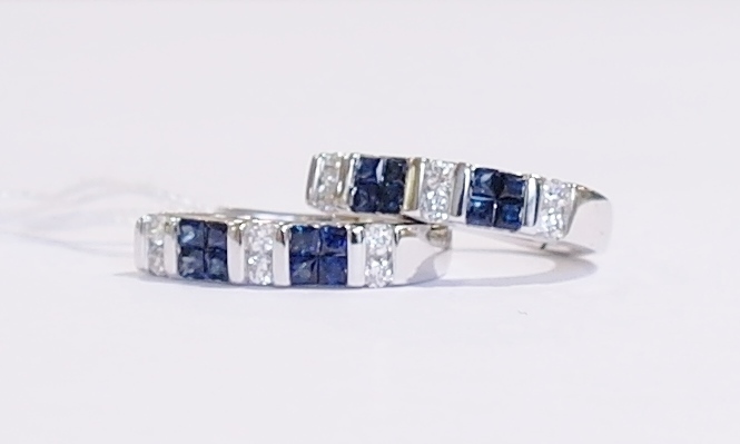 Sapphire and diamond hoop earrings