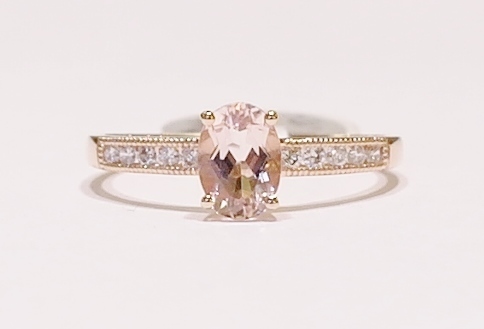 18ct rose gold morganite and diamond ring