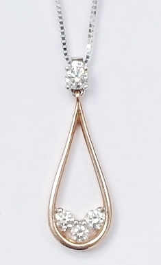 9ct rose and white gold diamond pendant
