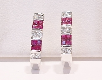 18ct white gold ruby and diamond earrings