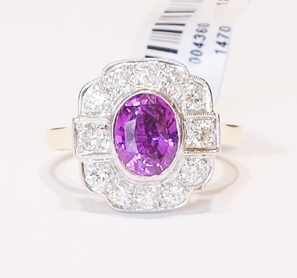 18ct pink sapphire and diamond ring