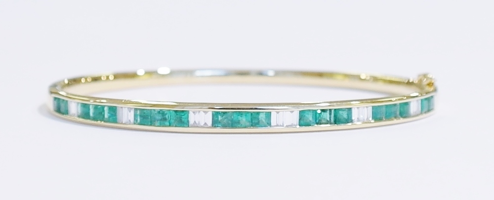 Emerald and diamond bangle