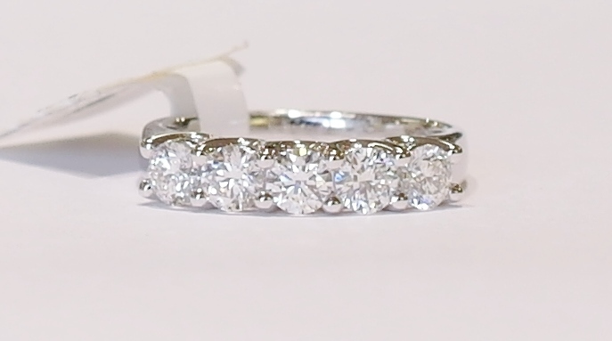 Platinum five stone diamond ring