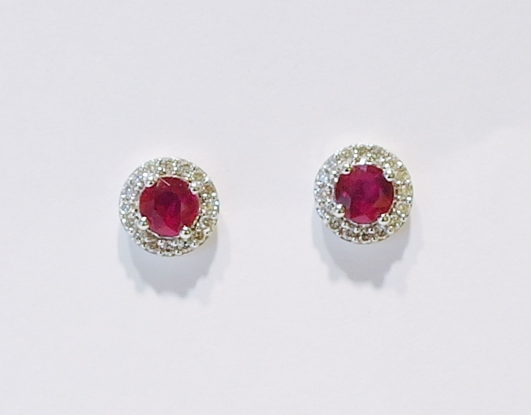 18ct white gold ruby and diamond earrings