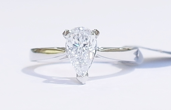 Platinum pear shaped diamond solitaire