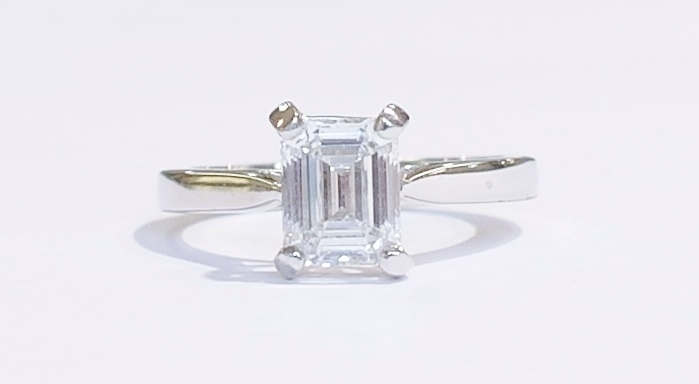 Platinum emerald cut diamond solitaire