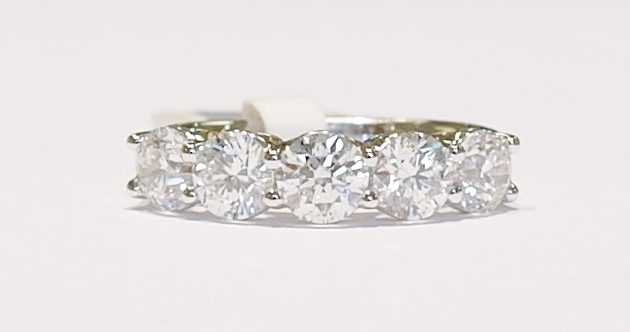 Platinum five stone diamond ring