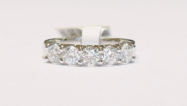 Platinum five stone diamond ring