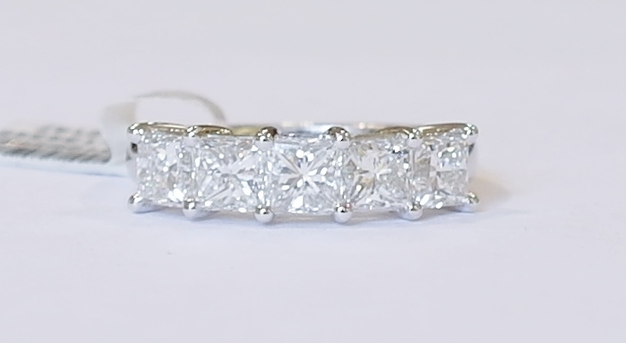 Princess cut five stone diamond ring