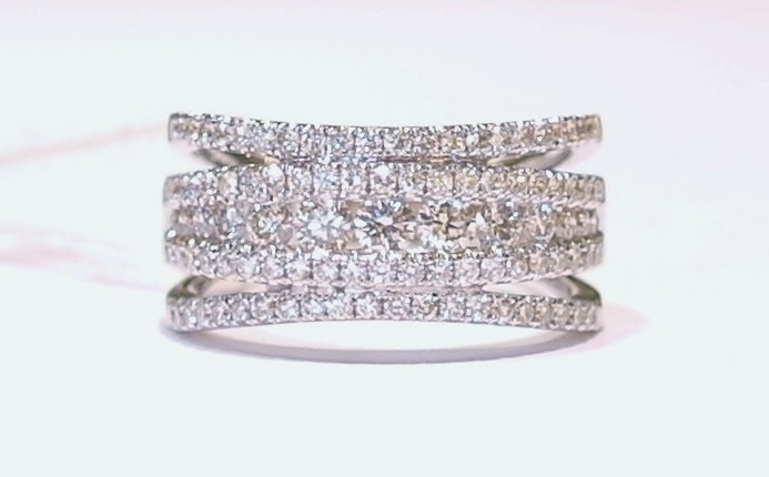 18ct white gold multi row diamond dress ring