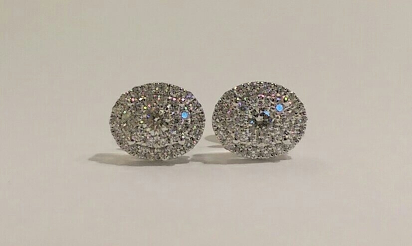 18ct white gold diamond cluster earrings