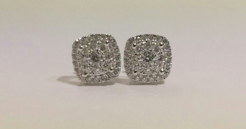 18ct white gold cluster diamond earrings