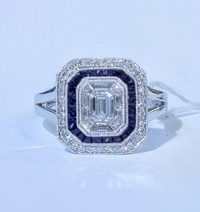 18ct white gold sapphire and diamond ring