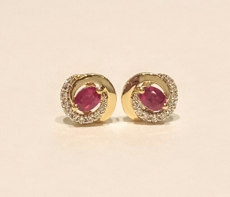 18ct gold ruby and diamond earrings