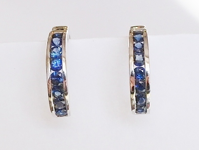 18ct white gold sapphire hoop earrings