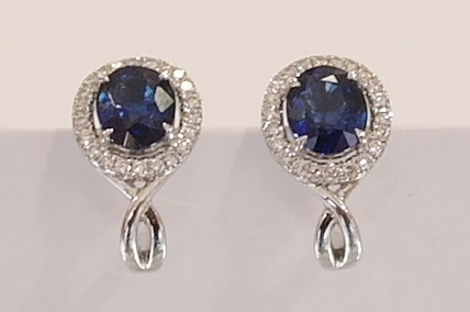 18ct white gold sapphire and diamond earrings