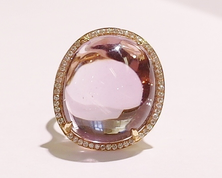 18ct rose gold amethyst and diamond ring