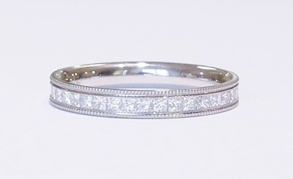 Platinum princess cut full eternity ring