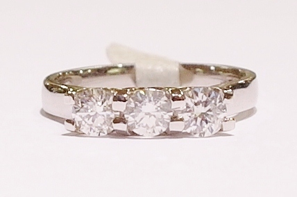 Platinum three-stone diamond ring